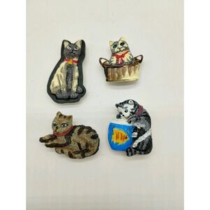 Resin Cat Button Covers Set of 4 Vintage 90's